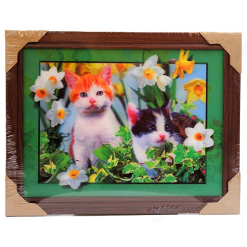 Картина 5D DS835/191 №191 36*46 "Котята в нарциссах"