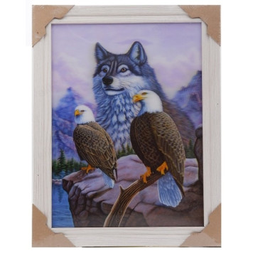 Картина 5D №23 "Волк и 2 орлана"-1