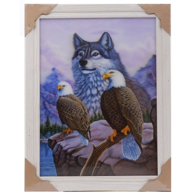 Картина 5D №23 "Волк и 2 орлана"-1