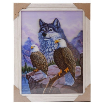 Картина 5D №23 "Волк и 2 орлана"