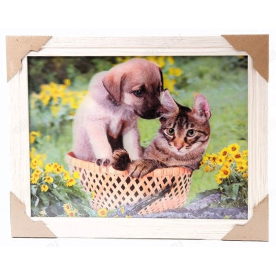 Картина 5D DS835/35 №35 "Кот и щенок в корзине"