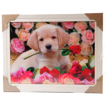 Картина 5D DS835/40 №40 "Маленький щенок и роза"