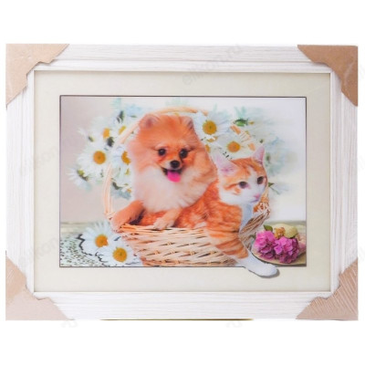 Картина 5D DS835/6 №6 "Кот и собака в корзине"