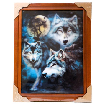 Картина 5D DS835/85 №85 36*46 "4 волка и луна 2"