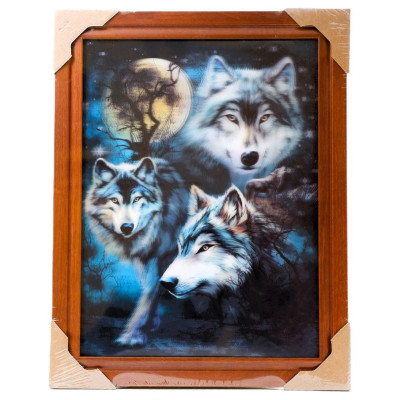 Картина 5D DS835/85 №85 36*46 "4 волка и луна 2"