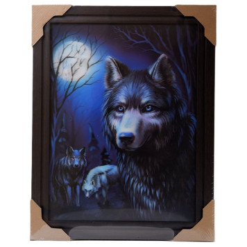 Картина 5D DS835/86 №86 36*46 "3 волка и луна"