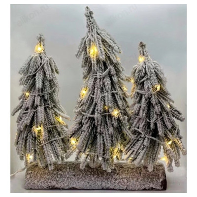 Сувенир елка искусственная на бревне, светящаяся