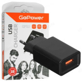 Зарядка сетевая GoPower GP1U 1USB 2.4A 12W 220V чёрный