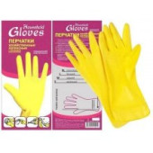 Перчатки латексные хозяйственные" Household Gloves" эластичные с х/б напылением, р-р L