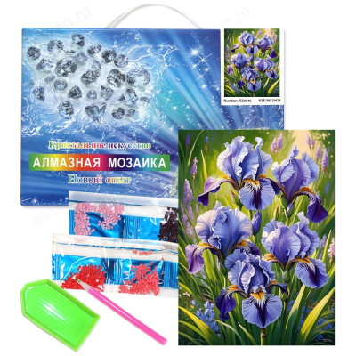 Мозаика алмазная 20*30 JS50646 Ирисы (ПВ, подрамник)