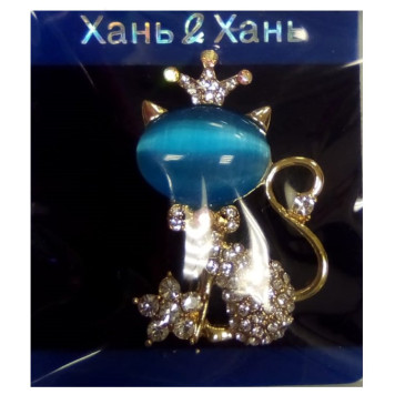Брошь Кошка с короной