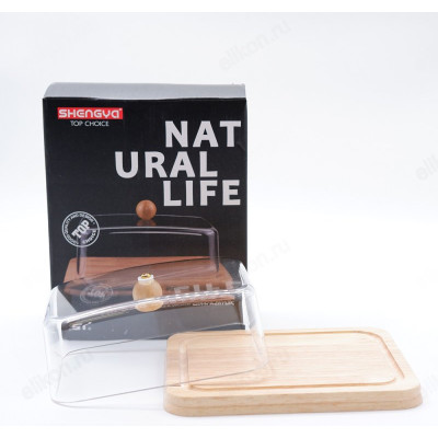 Масленка дерево/пластик К6199/К6200-1