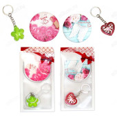 Набор подарочный 2в1 (зеркало, брелок Сердце, цветок) Р-10, 15,5*9см