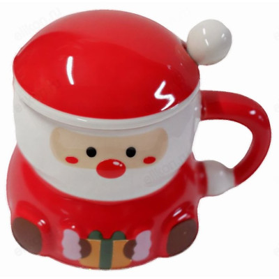 Кружка с крышкой и ложкой Дед Мороз ККЛ-ДМ 300мл-2