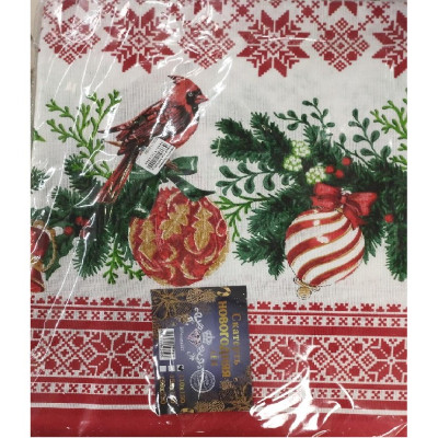 Скатерть льняная 140*220см Новый год-2