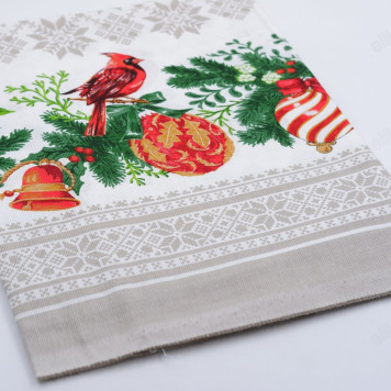 Скатерть льняная 140*220см Новый год-3