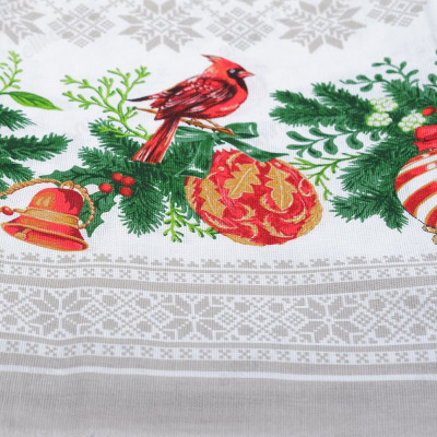 Скатерть льняная 140*220см Новый год-4