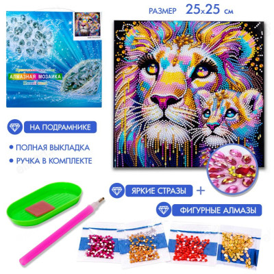 Мозаика алмазная 25*25 LM07 Животный мир (ПВ, кр.стр., п-к)