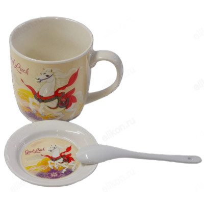 Кружка НГ НК-2354 подарочная упаковка (блюдце, ложка)-1