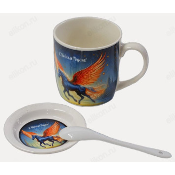 Кружка НГ НК-2366 подарочная упаковка (блюдце, ложка)-2