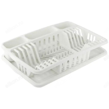 Сушилка для посуды с поддоном белая
