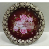 Поднос металл Цветы круглый 35,5 см ПЦ-35,5