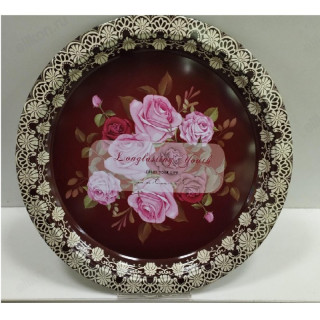 Поднос металл Цветы круглый 35,5 см ПЦ-35,5