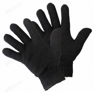 Перчатки вязаные PERZ2N двойные, без покрытия, 86г, черные/200/5