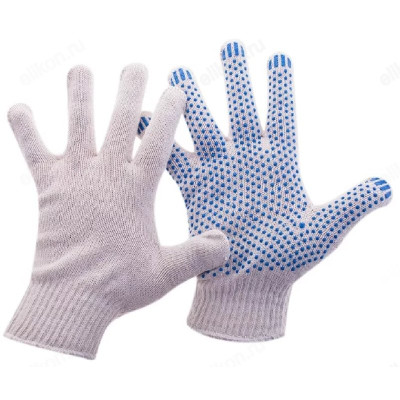 Перчатки вязаные PHB3N с ПВХ-точкой 32 гр белые/200/10