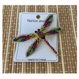 Брошь Стрекоза цветная стразы