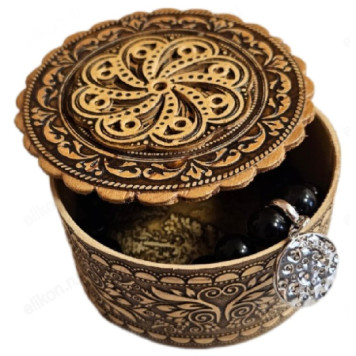 Шкатулка береста d6см ШБ-6-2