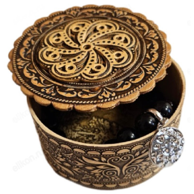 Шкатулка береста d6см ШБ-6-2