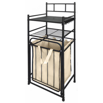 Стеллаж с корзиной для белья СК02 2-х ярусный чёрный