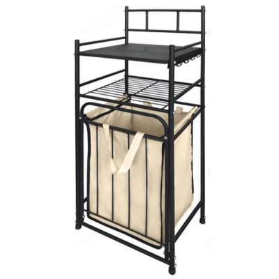Стеллаж с корзиной для белья СК02 2-х ярусный чёрный