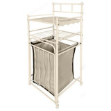 Стеллаж с корзиной для белья СК03 2-х ярусный бежевый