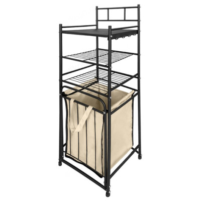 Стеллаж с корзиной для белья СК22 3-х ярусный чёрный