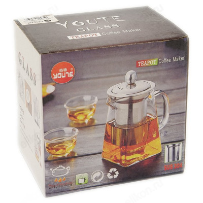 Чайник заварочный стекло STP8499 0.75л квадр сито-1
