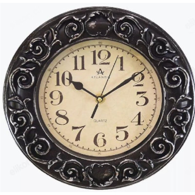 Часы настенные Atlantis TLD-6803E, пластик, серебряные