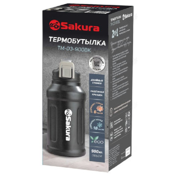 Термобутылка 2в1 TM-03-900BK 0.9мл с труб. черный-1