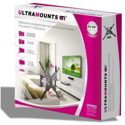 Кронштейн ЖК наклонно-поворотный 23-55" UM902 UltraMounts черн-1