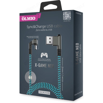 Кабель micro USB - USB 1,2м 2A X-Game Neo игровой, угловой , двухсторонний microUSB,