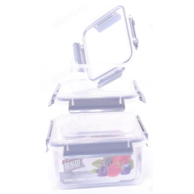 Набор контейнеров пластик XG8208A-1 3шт +нож+вилка-1