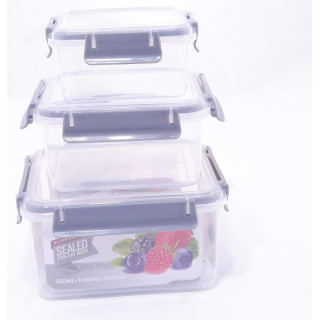 Набор контейнеров пластик XG8208A-1 3шт +нож+вилка