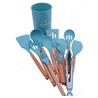 Набор кухонный силикон Kichen Utensils с деревянной ручкой 12предм-1