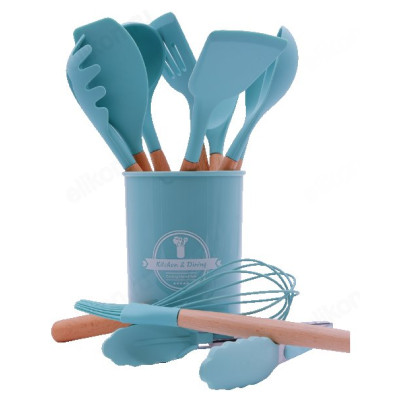 Набор кухонный силикон Kichen Utensils с деревянной ручкой 12предм-2