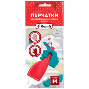 Перчатки латексные хоз. БИКОЛОР (M) BICOLO6 беж.+бирюз.