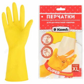 Перчатки латексные х/б напыление DGL019L Для деликатной уборки" (XL) желт. Komfi