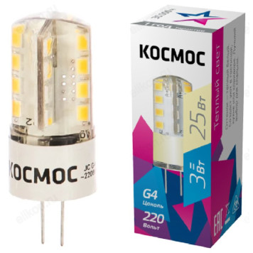 Лампа светодиодная LED G4 3W 3K 220V КОСМОС