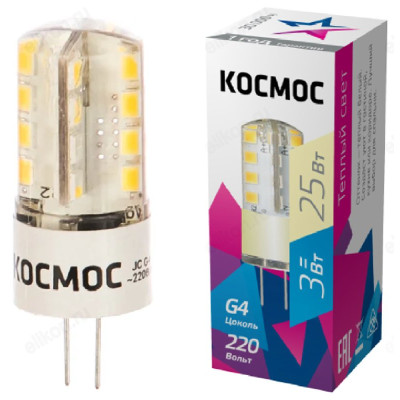 Лампа светодиодная LED G4 3W 3K 220V КОСМОС