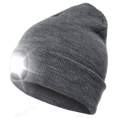 Шапка с фонарем КОСМОС серая /1/